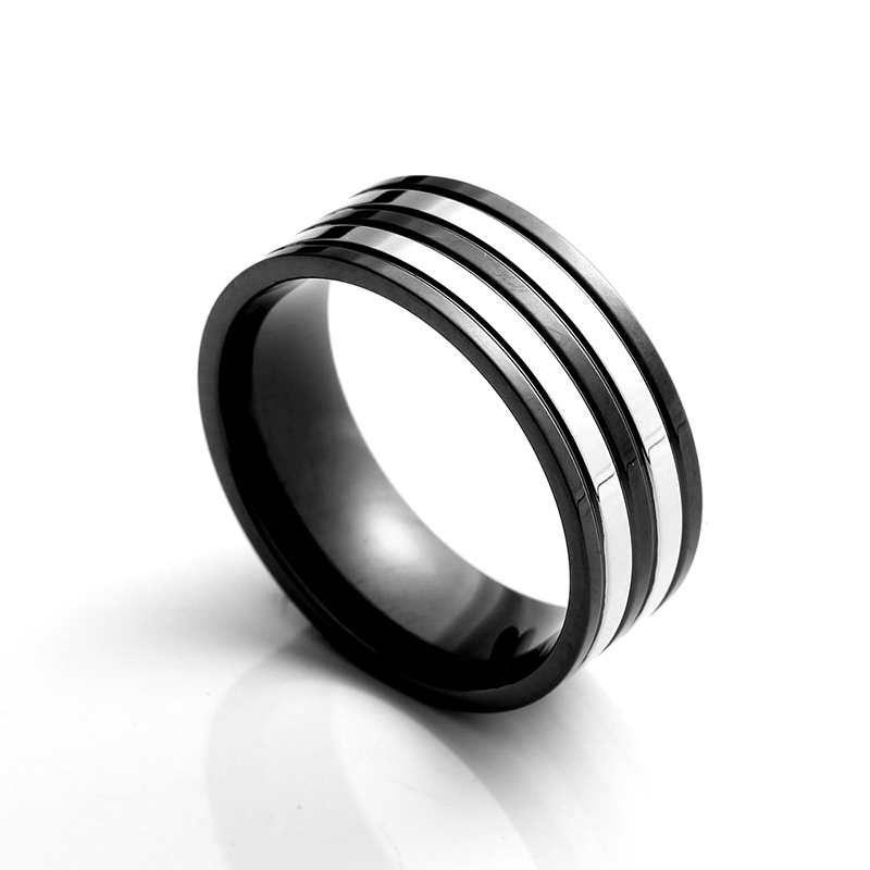 De Stainless Steel Ring Two Tone Black Plating Ring Elegant China Juwelen Fabrikant